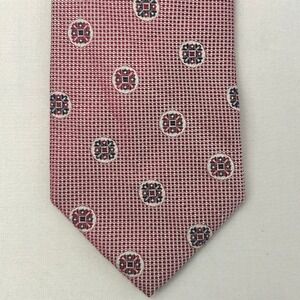 Jack Victor Tie Mens Red Geometric Medallion Silk Exclusive Collection 58x3"